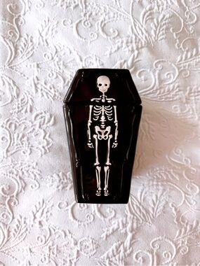 way to celebrate halloween ceramic coffin treat jar food storage